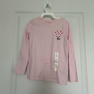 Cat & Jack Long Sleeve Candy Cane Heart Top | XS 4-5T